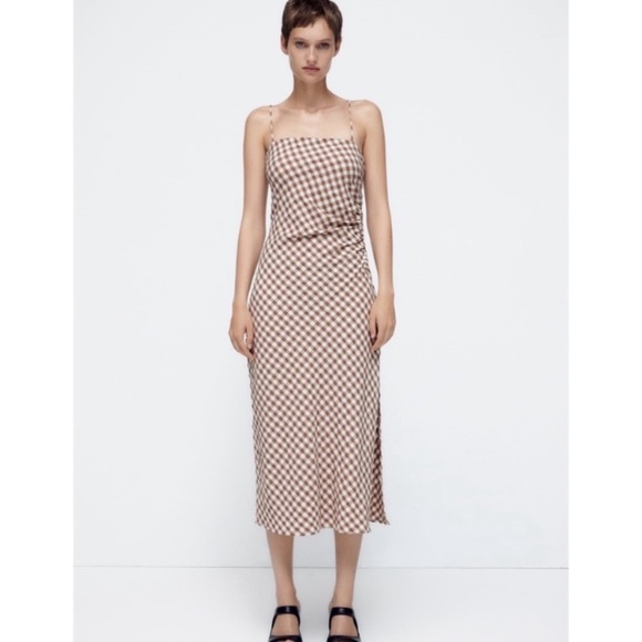 knee length dresses for ladies ZARa. Brown beaded Ts dress – Hibuy market